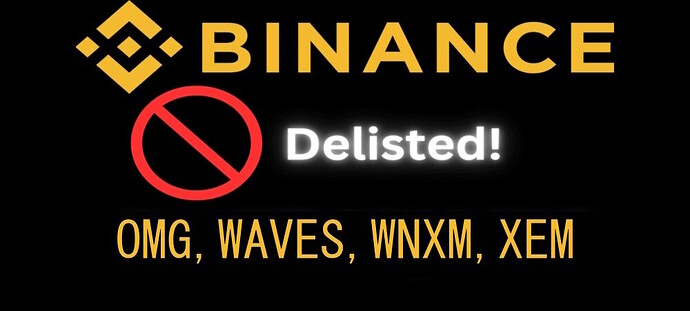 Binance deslistara OMG WAVES WNXM XEM